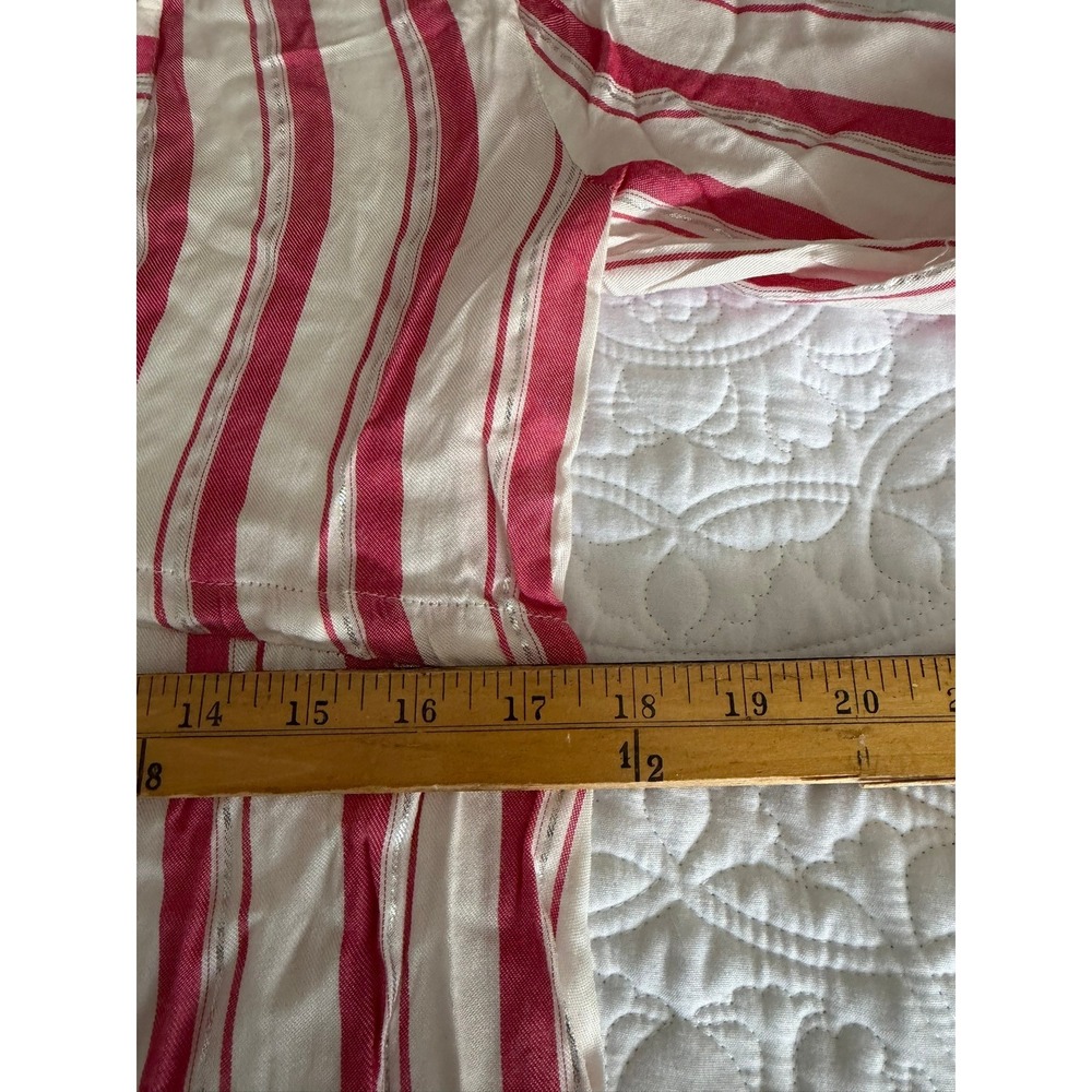 Blue Island Pink White Striped Metallic Tie Front Tassel Tiered Coverup Small - Picture 7 of 12